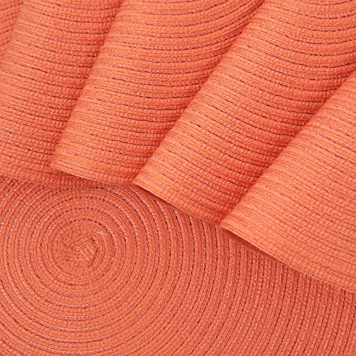 Image of SHACOS Round Braided Placemats Set of 6 Washable Cotton Polyester Round Placemats for Kitchen Table 15 inch Round Table Mats (Coral, 6)