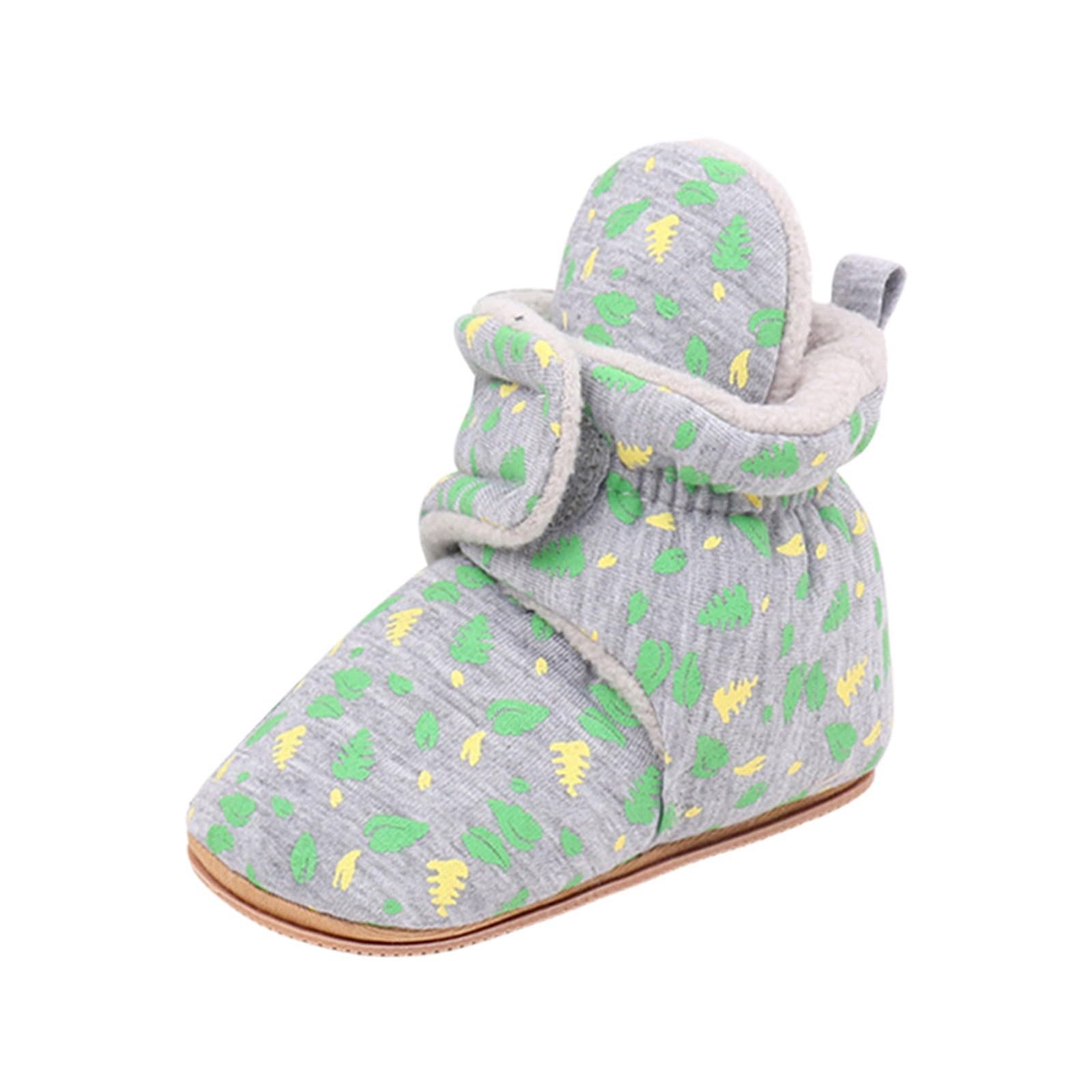 Fleece Baby Booties Girls Boys Ankle Boots Sock Shoes Infant Non Slip Soft Warm Slippers Soft Sole Winter Boots (Grey, 9-12 Months)