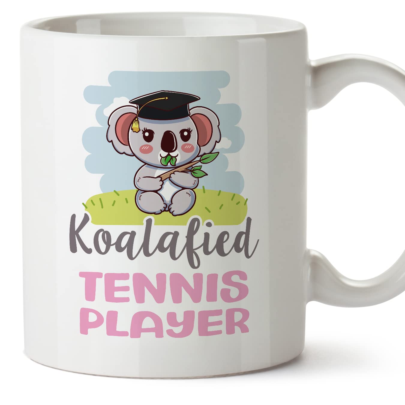 MUGFFINS Tennis Player Woman Mug - in English - Koalafied - Funny Gift for Colleagues - Ceramic 11oz Mug