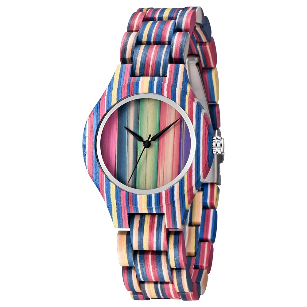 Dentily Wooden Women Watch Rainbow Natural Quartz Wooden Watches for Women, Q1068, Traditional (B0998M24BD) Amazon Price History, Amazon Price Tracker