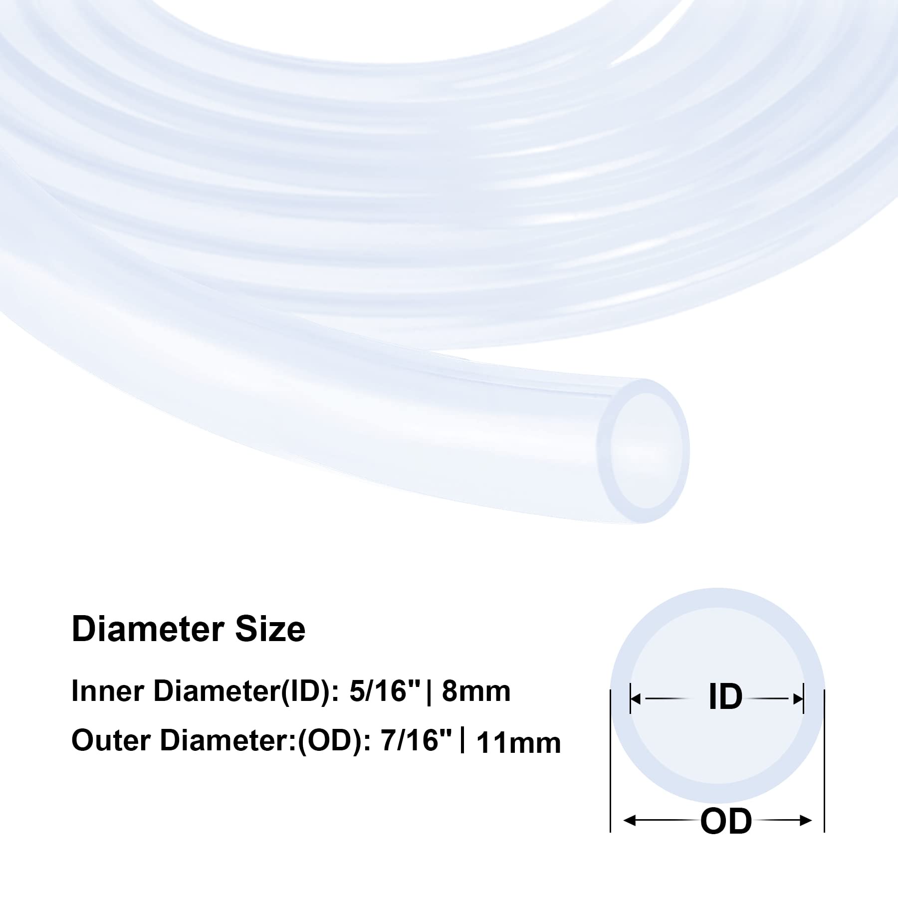 Tuyau en silicone, 8mm ID x 11mm OD, 8Meter, tube en Silicone flexible, tuyau eau-air, pour le transfert de pompe