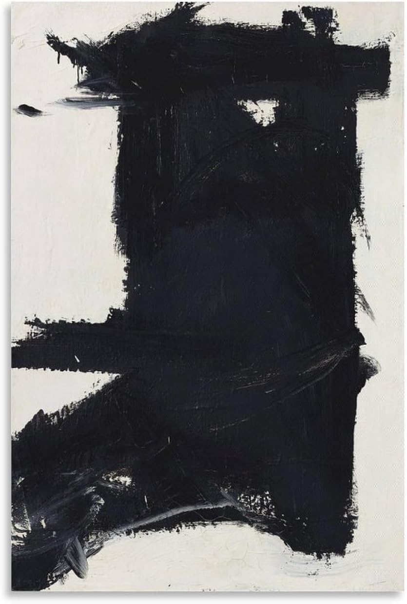 Rikin Liuff Franz Kline Posters《Untitled》Painting Minimalist Wall Art Black And White Picture Franz Kline Canvas Prints for Bedroom Decor 40x55cm Frameless
