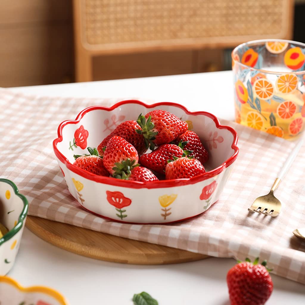 Insalatiera Ciotola in Ceramica Ciotola for Insalata di Frutta con Farina d'avena Leggera Ciotola for Verdure Carina di Lusso Adatta for Frutta, zuppa, Pasta Ciotole Cucina(B2pc)