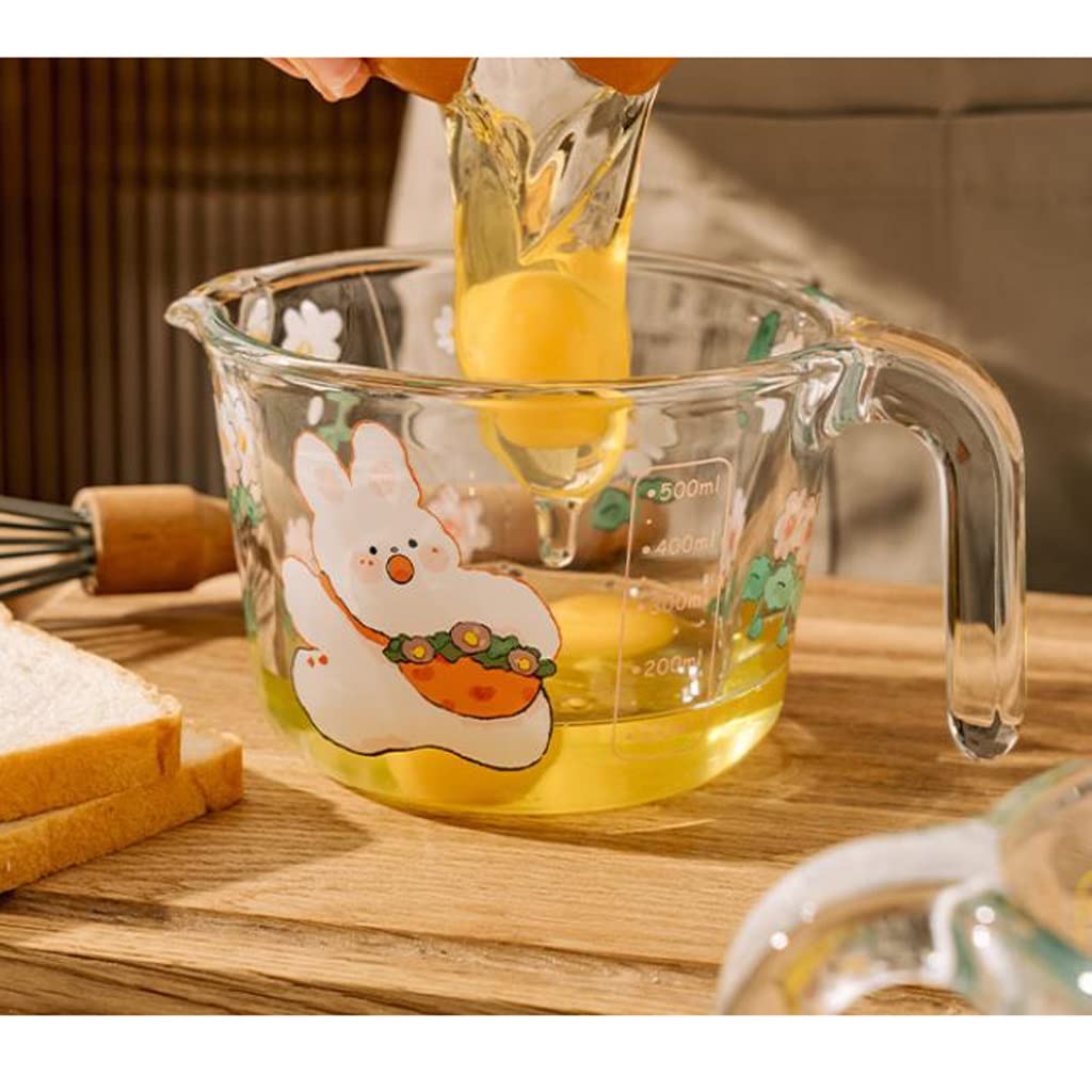 Tazas medidoras de Vidrio con Escala for Uso doméstico, Tazas medidoras for Hornear de Cocina Resistentes a Altas temperaturas de Calidad alimentaria, Tazas for batir Huevos(C)