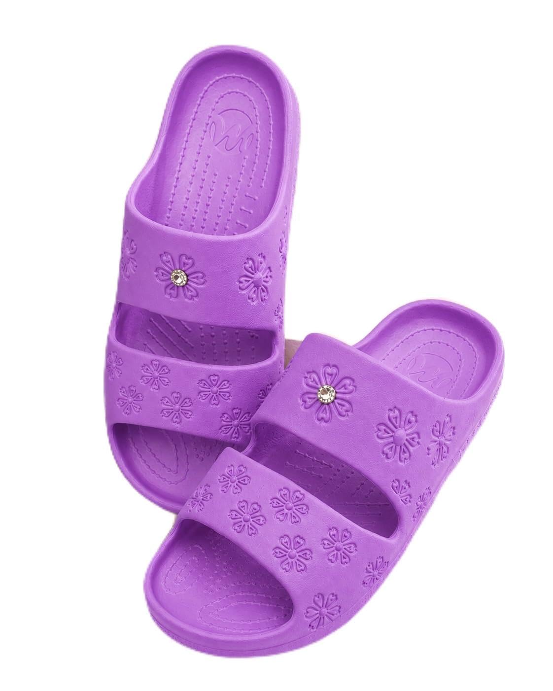 Women's EVA Double Strap Floral Slides Slippers | Soft Cushioned Lightweight Anti-Skid Slippers for Women & Girls | Comfortable Casual Slip-On Sandals-image-35