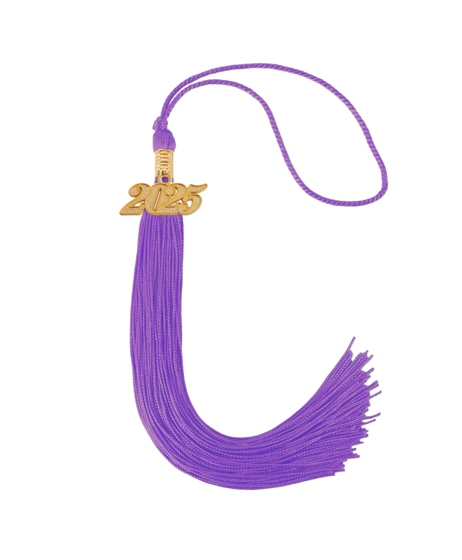 Graduation Single Color Tassel with Date Drop 2025(Purple Tassel,Gold Charm)