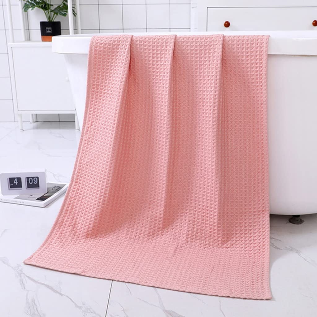 2 PCS Bath Towel Set for Adults Cotton Waffle Towel Strong Water Absorption Soft Bathroom Towels Color E