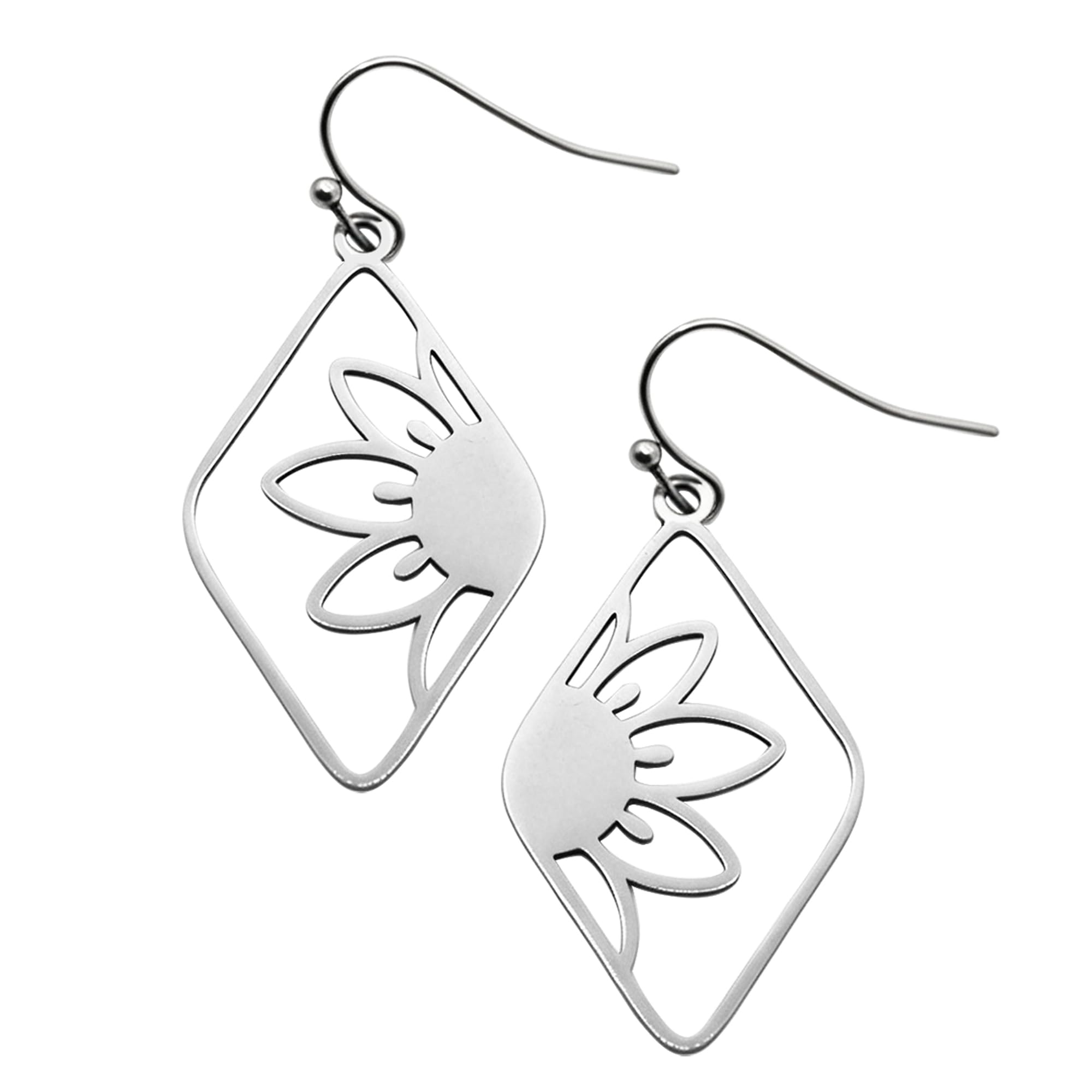 Boucles d'oreilles pendantes légères avec motif fleur rétro années 70