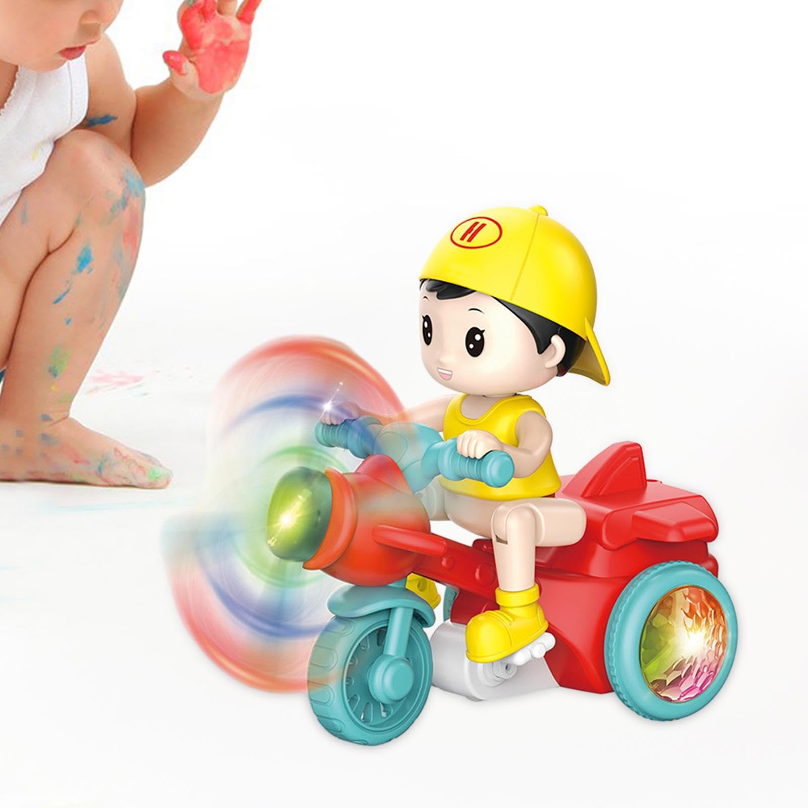Elettrico Giocattolo Interattivo con Luci Musica Rotazione Divertente Educativo per Bambini Adatto a Compleanno Gioco Regalo Casa, Rosso
