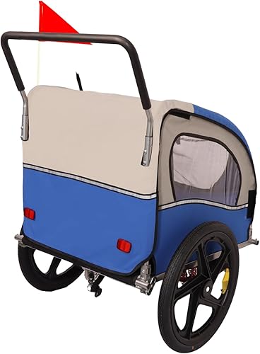 Miniatura 9 de Remolque y cochecito de bicicleta para niños de 2 asientos, remolque de bicicleta 2 en 1 y cochecito para 2 niños, plegable con rueda delantera,