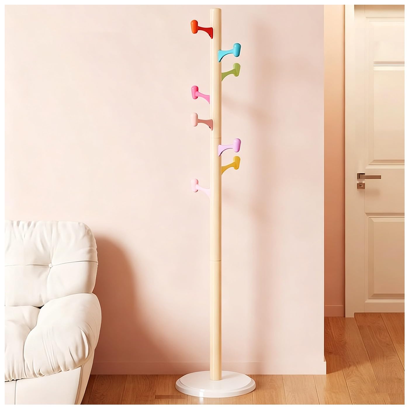 FGXHHS Floorstanding Hall Tree with Hoo - Metal Coat Rack Stand for Smals, Round Base Hanr Coats & Bags, 34x34x170CM Space-Saving Sto Solut