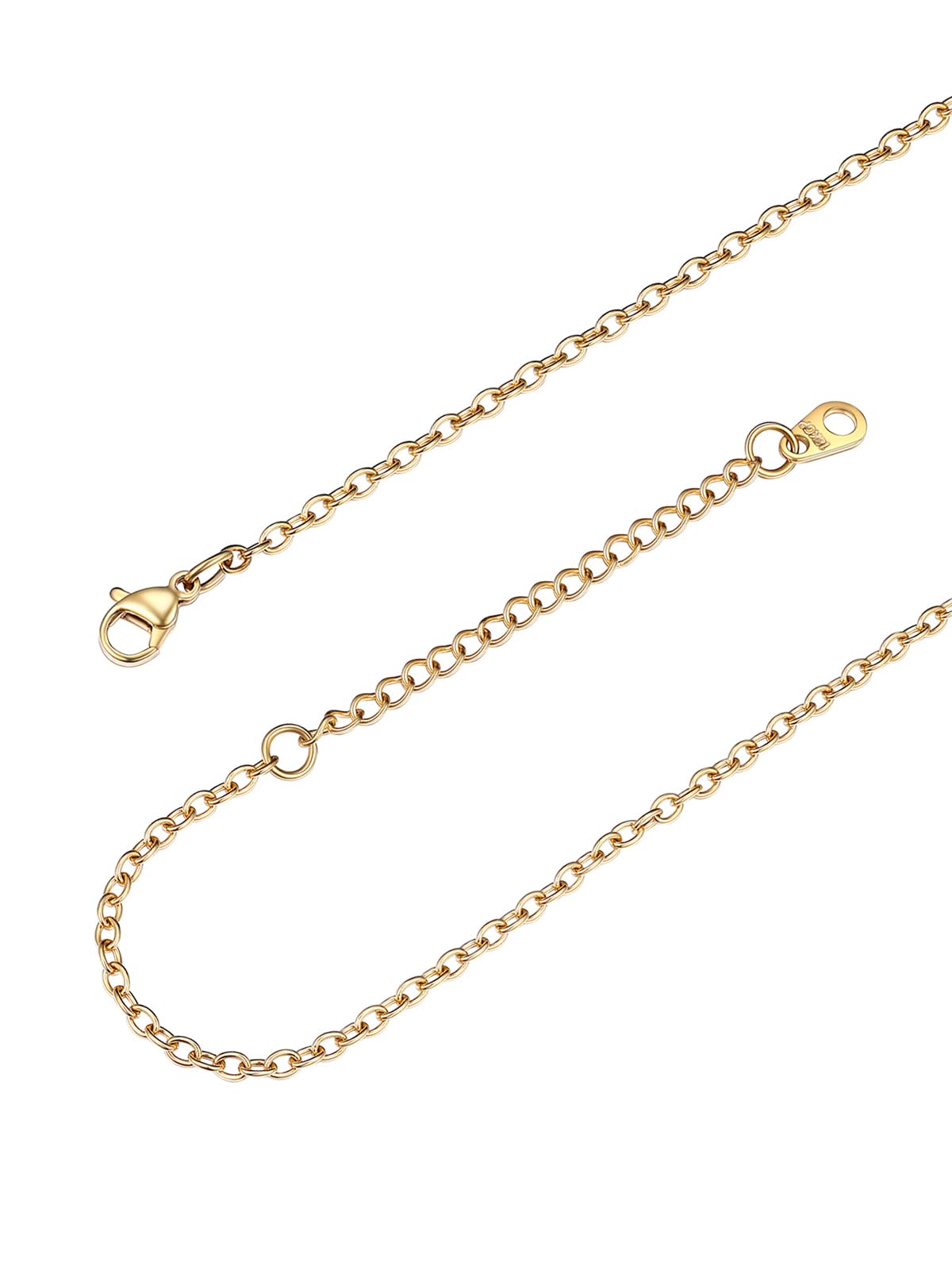 FOCALOOK Collar Fino para Colgante Mujer Cadena Rolo Mini Ancla Acero Inoxidable 316L 2.5mm 40cm Joyería Simple Madre P…