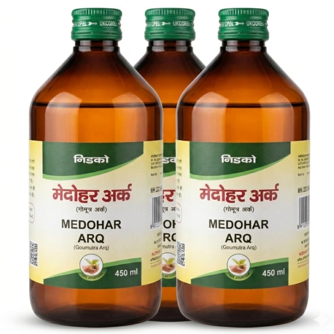 NIDCO Herbal Heritage Cow Gomutra Arq 450ml (Medohar Arq) | 100% Pure, Natural & Distilled Gau Arq | Natural Detoxifier | For Home Shudhi Spiritual Puja | No Added Sugar, Colour Or Flavour (Pack of 3)