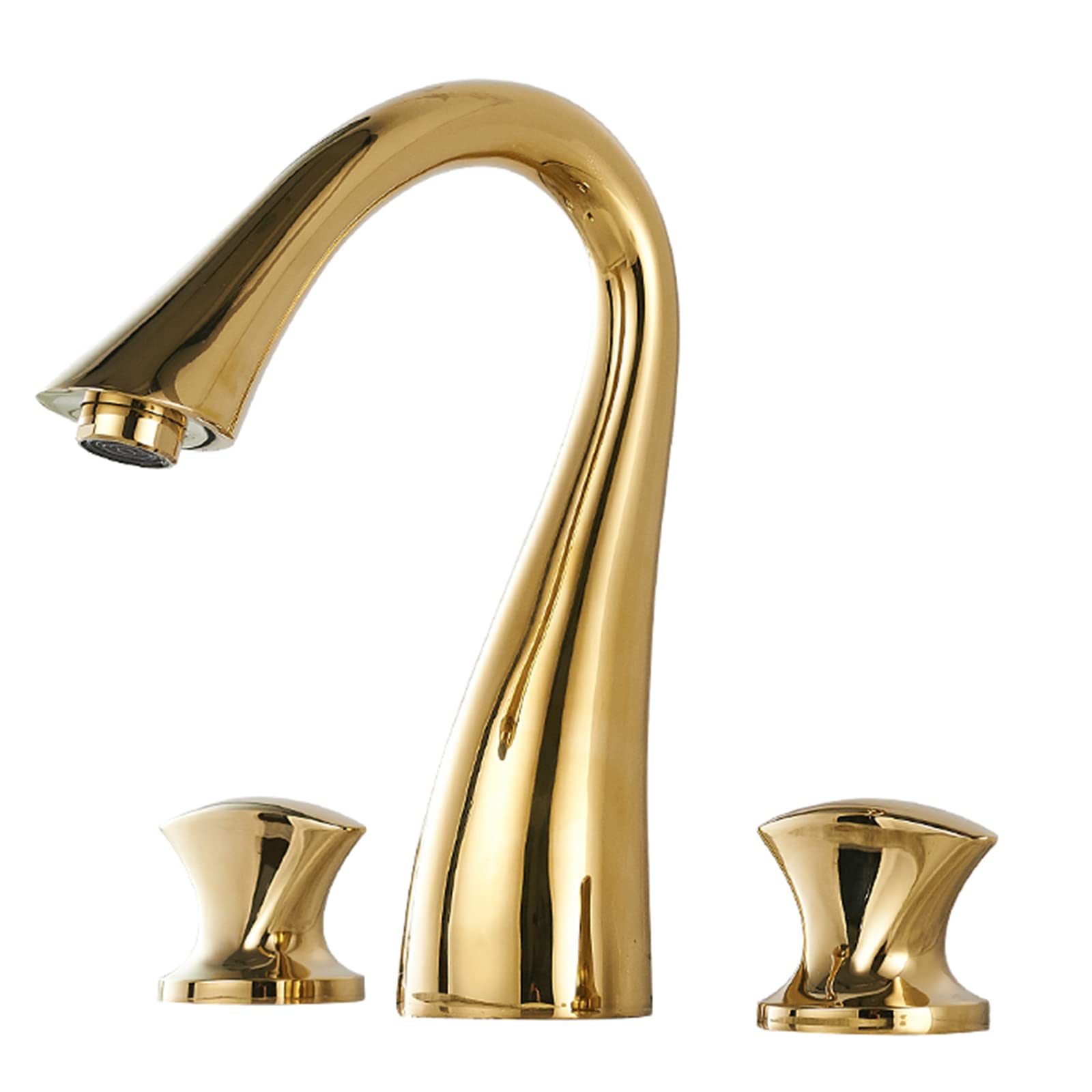 COSZWQDP 3 Hole Basin faucets Bathroom Mixer Faucet Brass Split Dual Handles Cold and Hot Water Gold