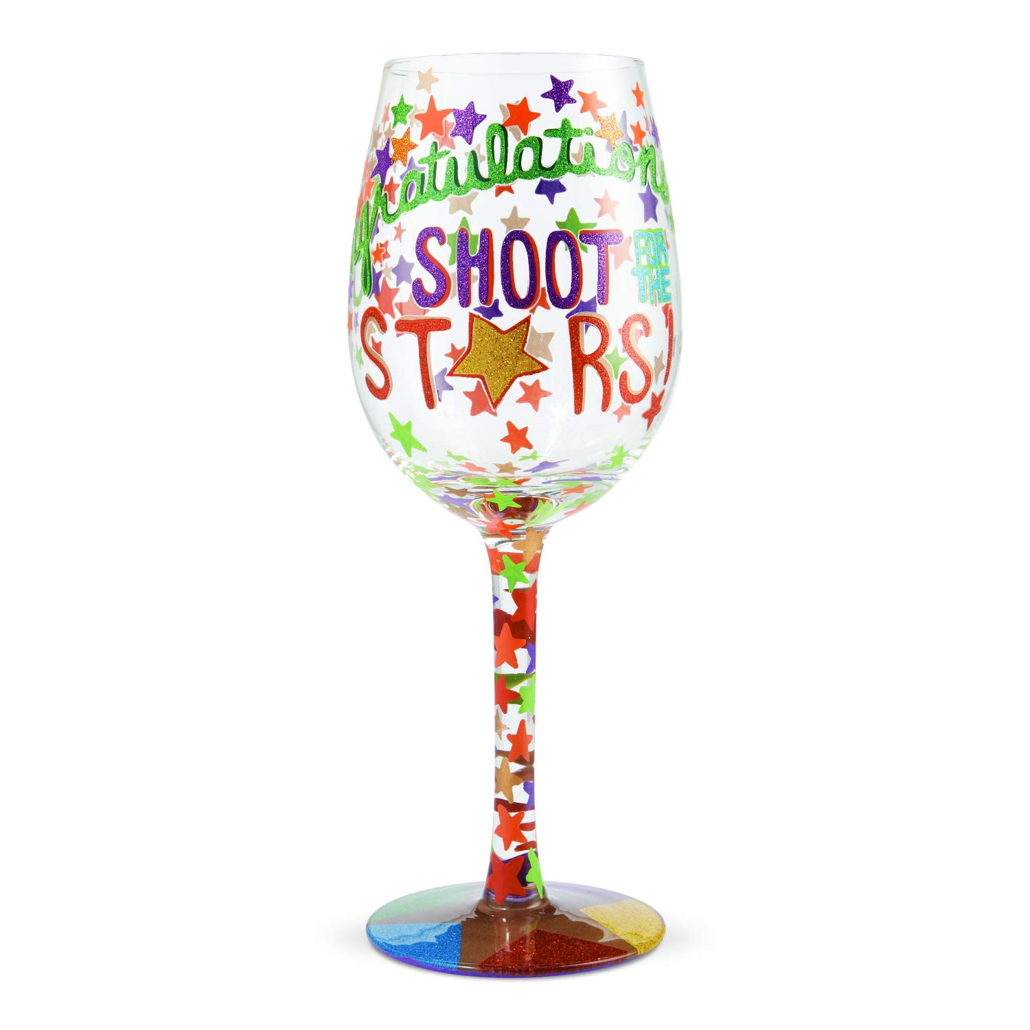 Enesco 6006293 Designs by Lolita Shoot for the Stars - Copa de vino artesanal pintada a mano, multicolor