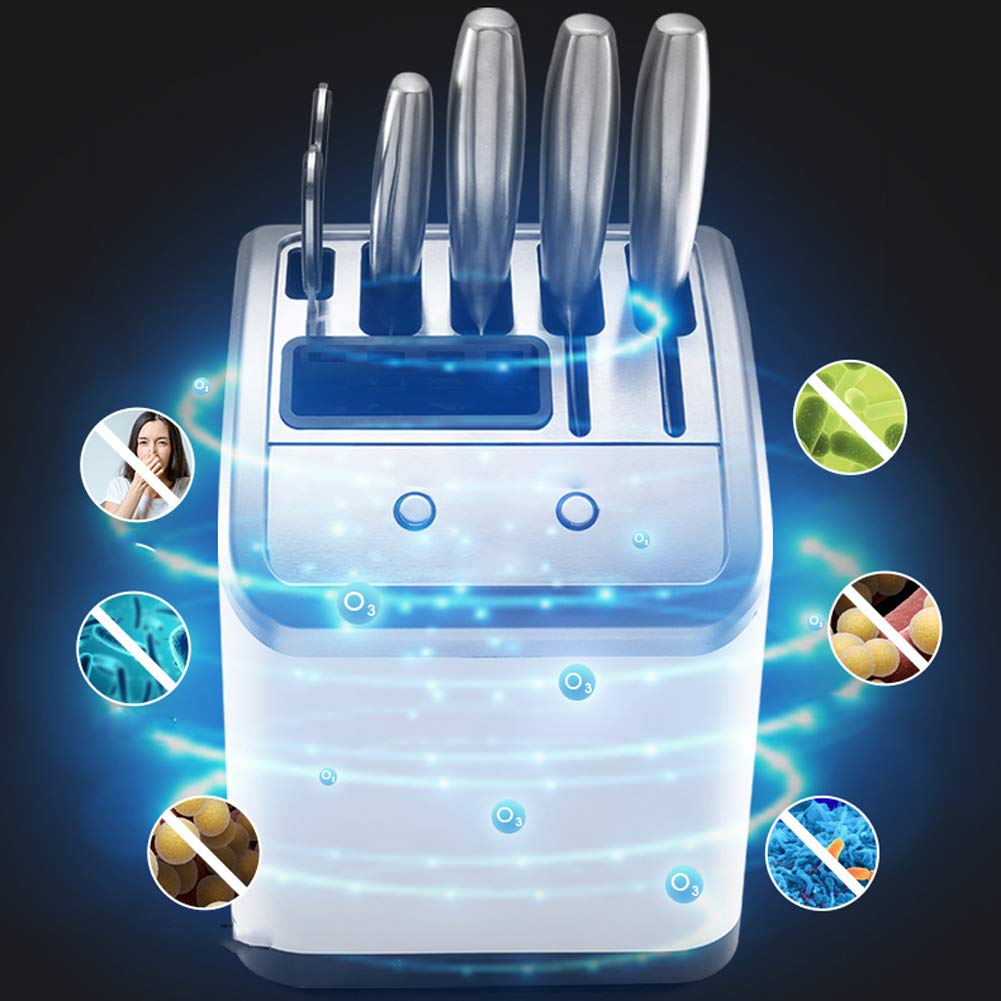 Affilacoltelli Elettrico da, Disinfezione/Asciugatura/Stoccaggio Coltelli/Affilatura, Supporto Affilatore Combinato Multifunzione White