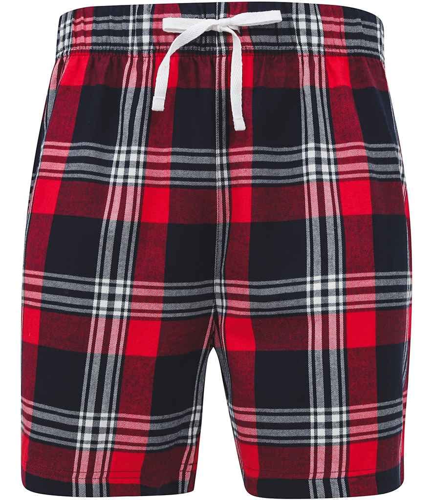 COOZO Mens Tartan Lounge Shorts - Red/Navy Check - L