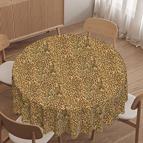 Leopard Print Round Tablecloths,Waterproof Fabric,Durable Reusable Table Clothes,Wipeable Spill Proof Wrinkle Resistant For Kitchen Wedding Camping Birthday(48 ",Charcoal Grey Pale Camel Apricot) #TOP18