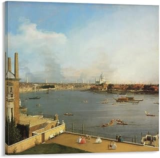 Canaletto Painting Art Poster Venetian Painting Decorative Painting The Thames And The City of London from Richmond House Canvas Poster Wall Art Picture Prints Hanging Photo Gift Idea Decor Home Poste