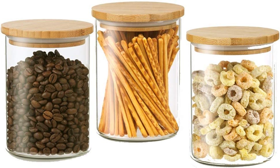 GUHI 3 sets of glass jars, sealed moisture-proof tanks, Nordic kitchen storage tanks,transparent