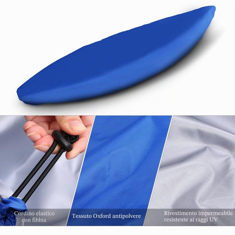 Lixada Universale Kayak copertura, impermeabile e resistente ai raggi UV, Polvere Protezione Scudo per barca Canoa, grigio, 4.0m