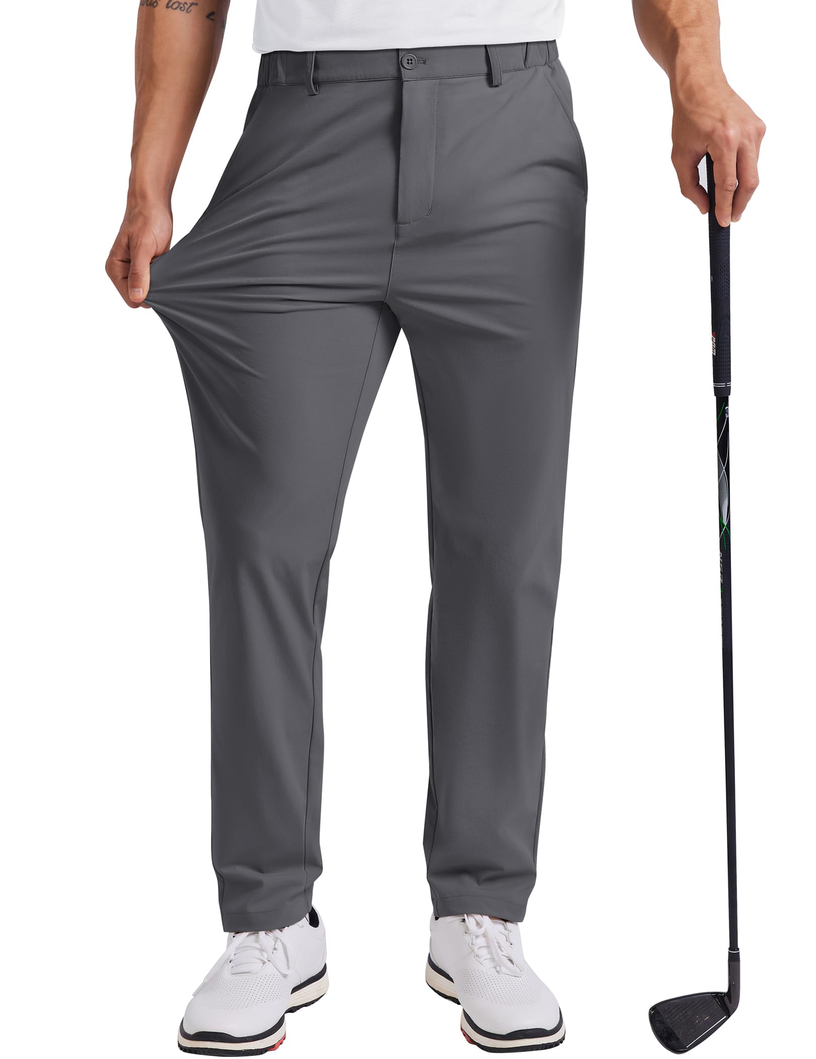 COOFANDY Mens Golf Pants 30 32 34 Stretch Work Dress Pants Lightweight Quick Dry Comfy Trousers with 4