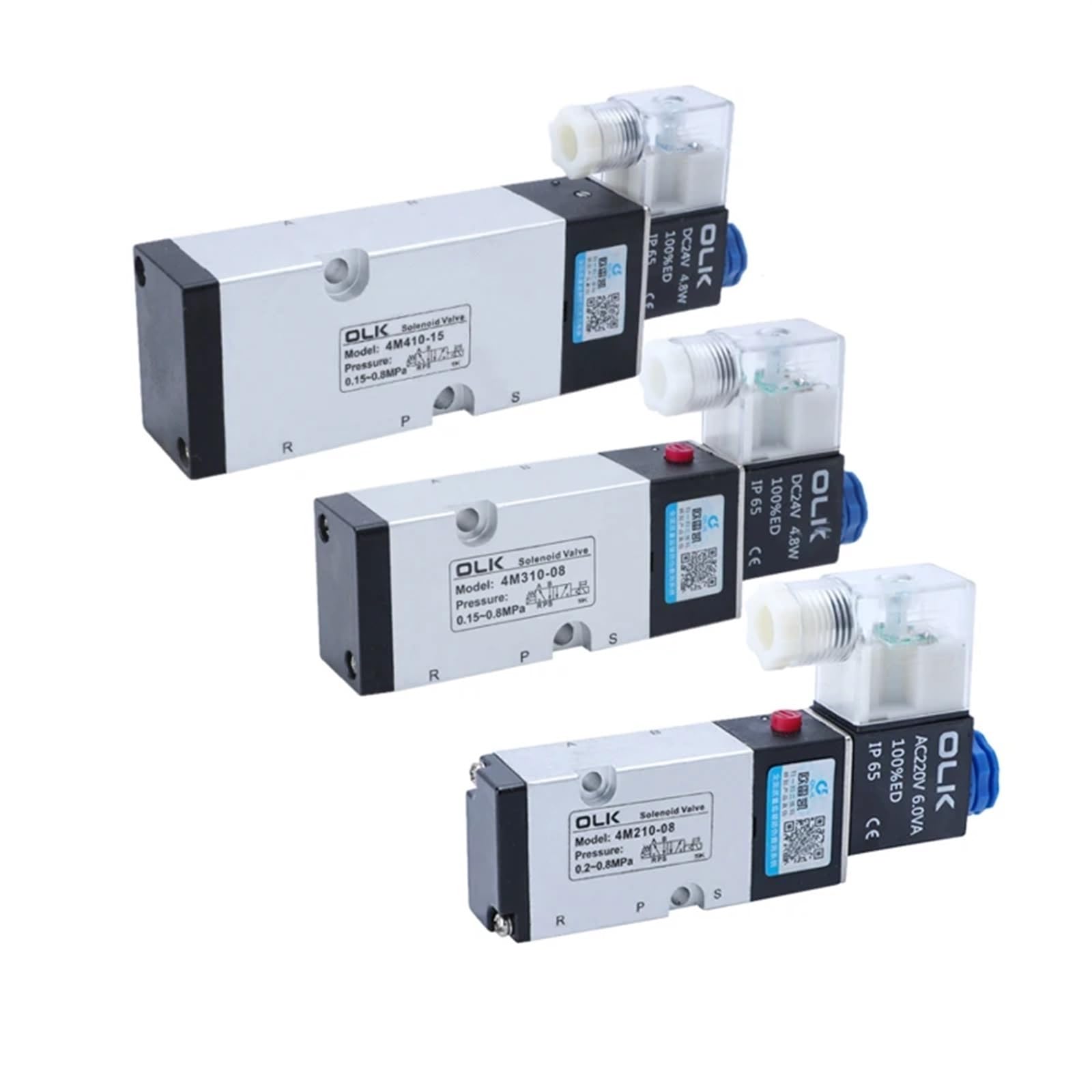 4M210-08 4M310-08 4M410-10 Válvula solenoide eléctrica neumática de Cinco vías, 2 Posiciones, 3 Puertos, Control de válvula de Aire electromagnética.(4m210-08 Pc10-02,AC24V)