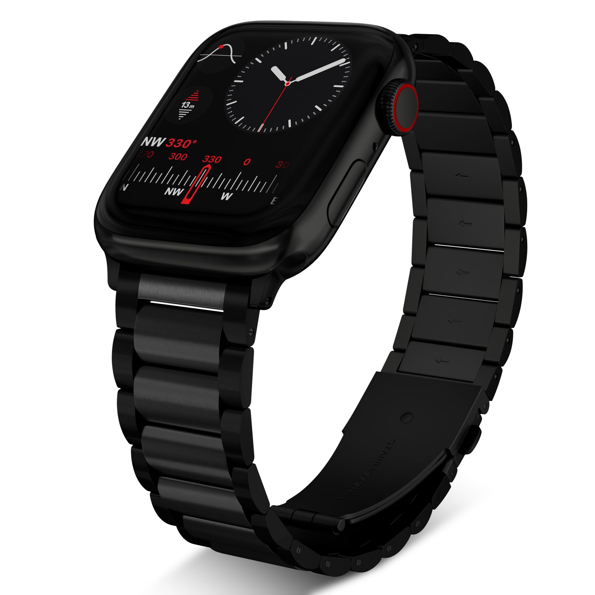 FUNSTONE Metal Watch Bands for Apple Watch Ultra 2 Ultra SE Series 9/8/7/6/5/4/3/2/1, 38mm 40mm 41mm 42mm 44mm 45mm 49mm Universal Stainless Steel