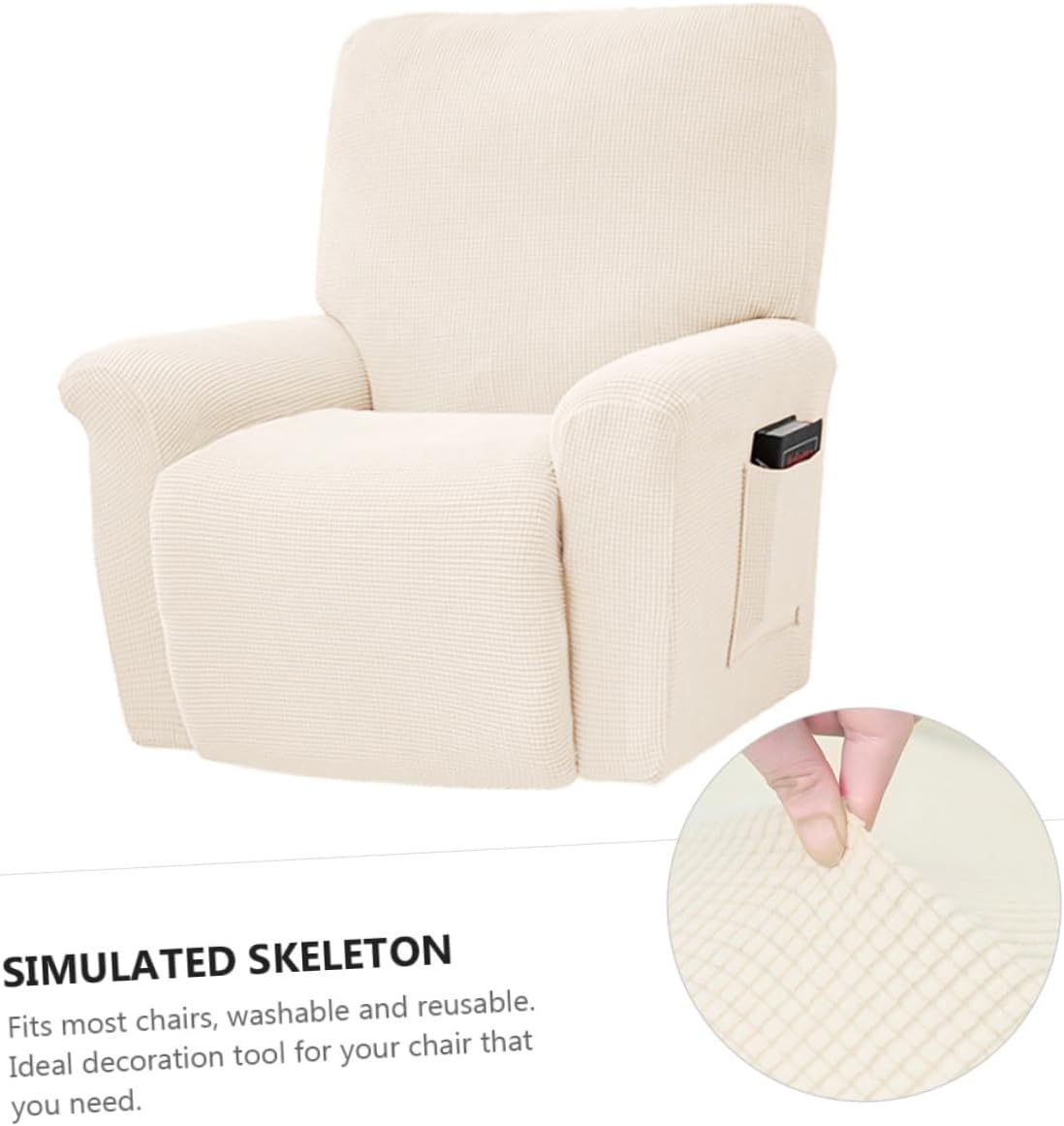 All-Inclusive White Fleece Chair Slipcover Elastic Armchair Cover Massage Recliner Protector for Home Office Furniture