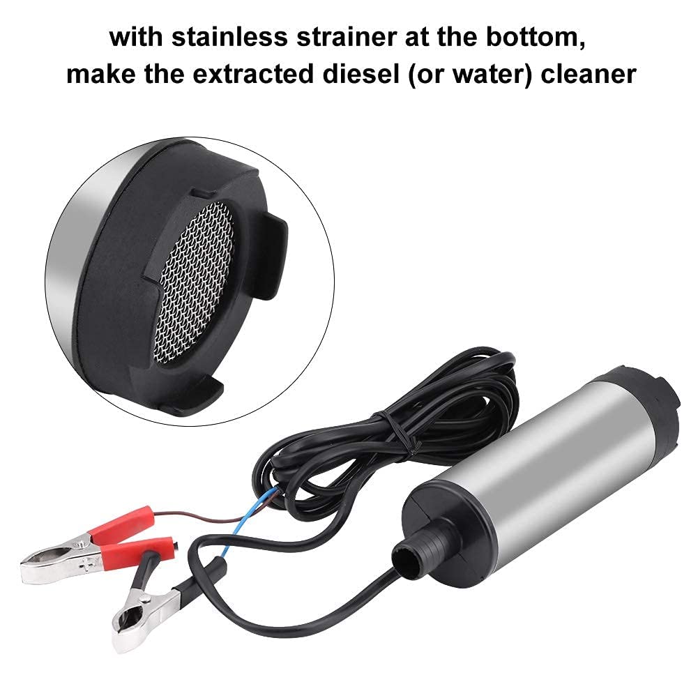 12V 51mm Pompa Pompa Acqua Autoadescante 30 L/min Acciaio Inox Pompa Sommergibile Acqua Olio Pompa Trasferimento Carburante per Auto, Veicolo, Barca