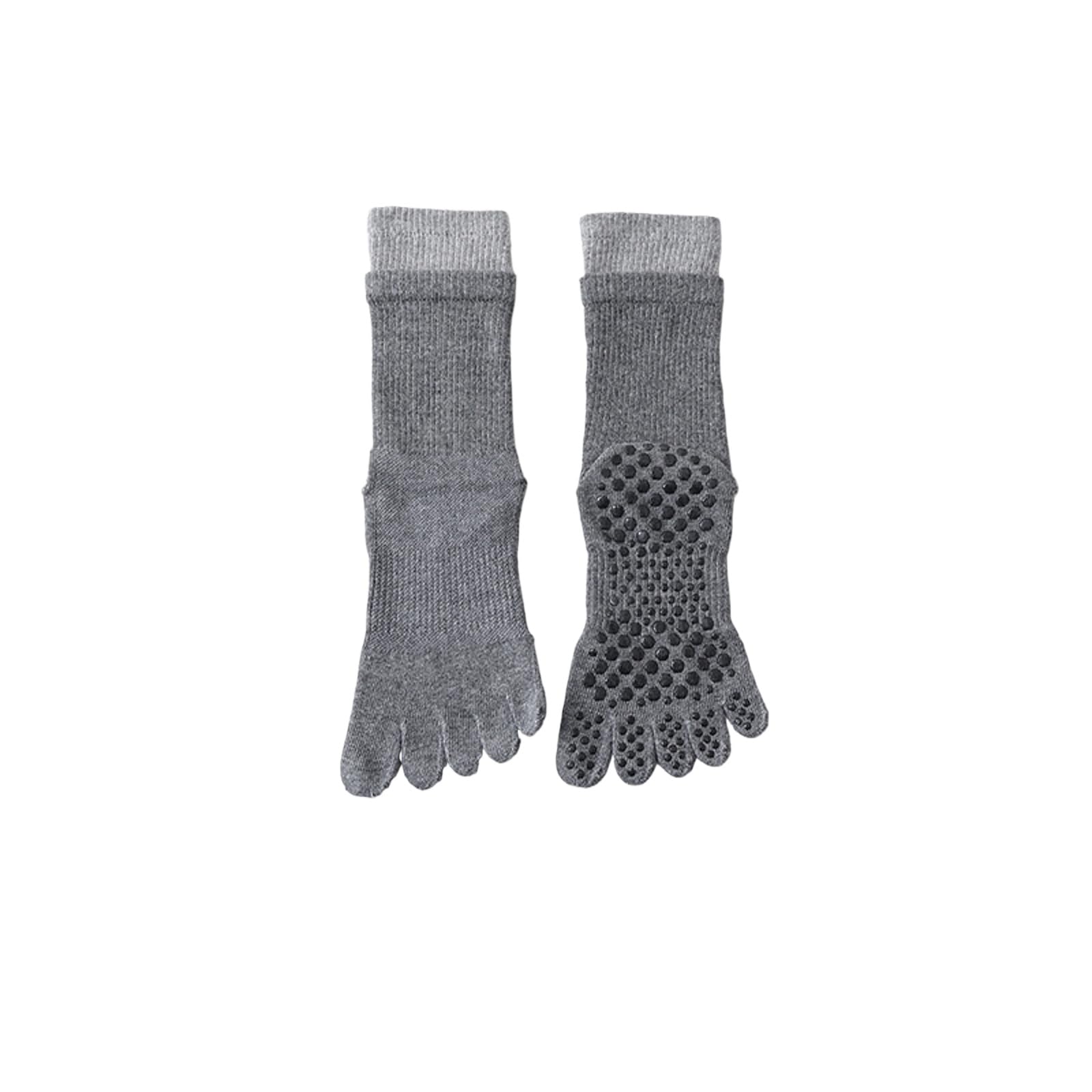 svlftecon Women Yoga Pilates Socks with Grips Non Slip Full Toe Cotton Polyester Spandex for All Seasons Crew Socks Series 11