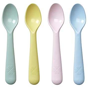 Ikeaa KALAS Polypropylene Plastic, Dishwasher-Safe Mixed Colours Spoons 16 cm (6 ") - Pack of 4 (Light Colour)