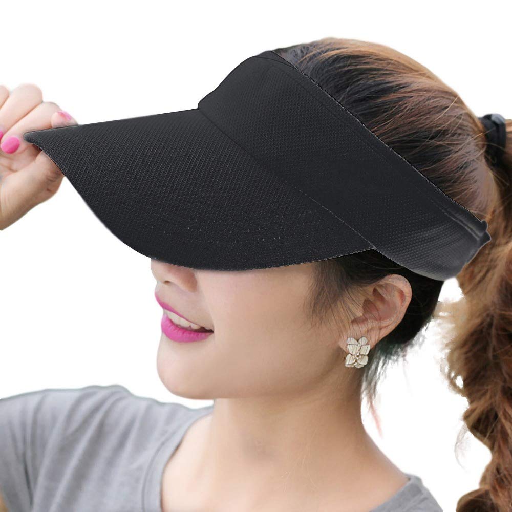 Fasbys Unisex Style1_black Sun Visors Hats For Women Men Baseballl Cap Golf Visors Thicker Sweatband Adjustable Outdoor Hat For Golf Cycling Fishing Jogging Tennis Running Hats For Women