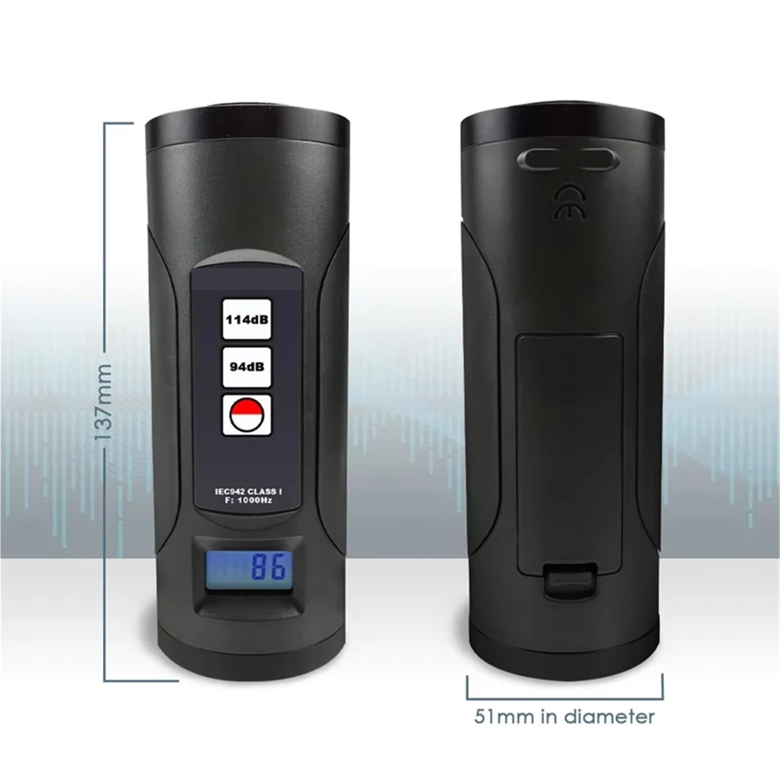 Medidor de decibelios, Calibrador de sonómetro digital de 94 dB y 114 dB, for sonómetros de micrófono de 1/2 pulgada y 1 pulgada, comprobador de decibelios de ruido.