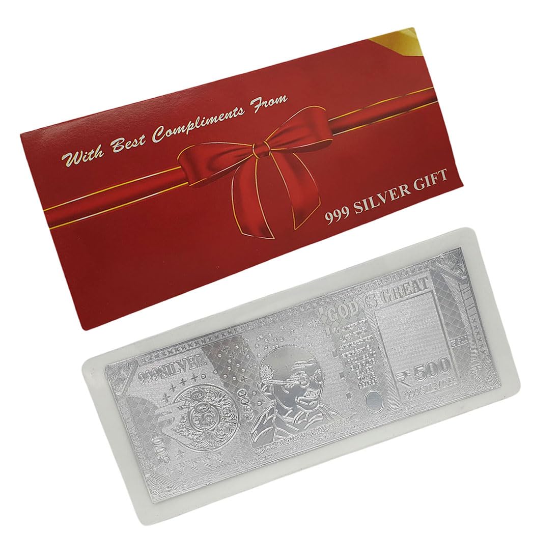 999 Silver ₹500 Note Gift | Pure Silver Souvenir Note | Elegant Red ...