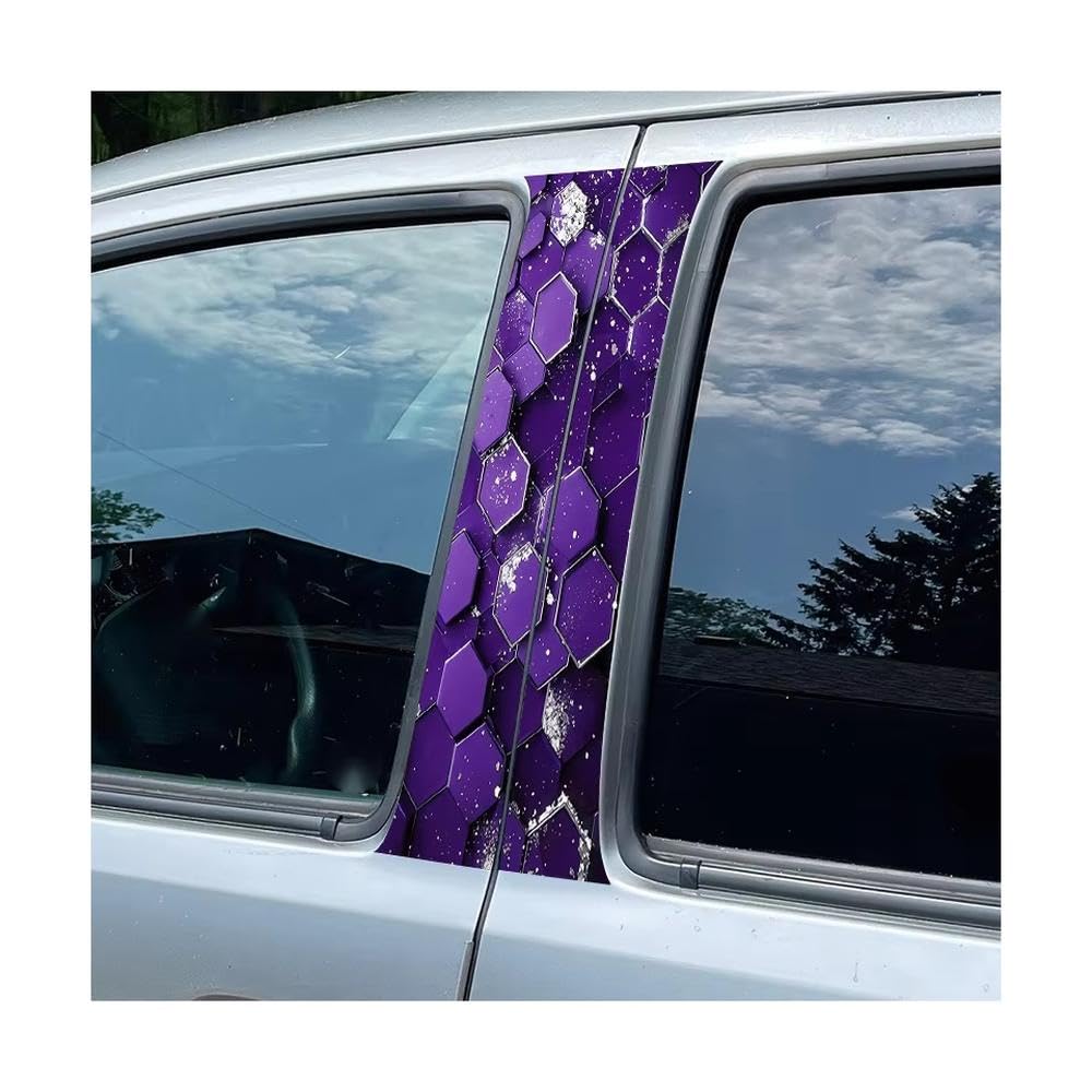 Auto Accessory Car Doors Pillar Decal Hexagon Glossy Protective Polyethylene Film