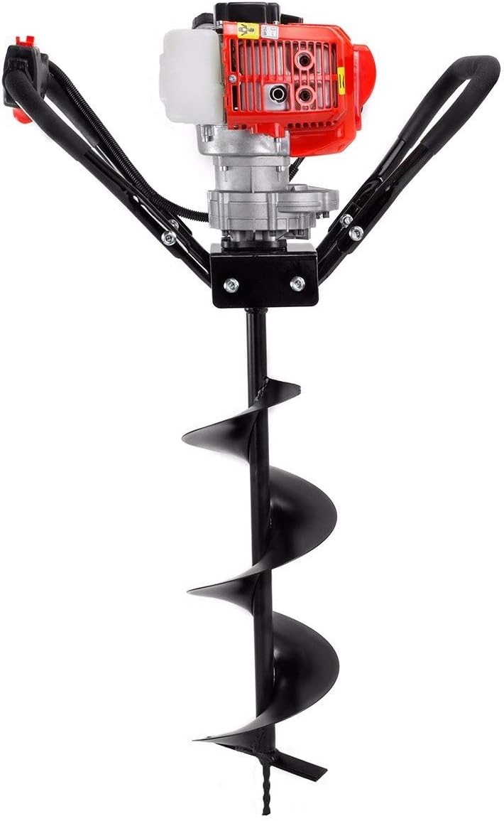 XtremepowerUS 43cc Gas-Powered Post Hole Digger Earth Auger Drill 8" Earth Digger Bit Farm Garden Plant Fence Digger