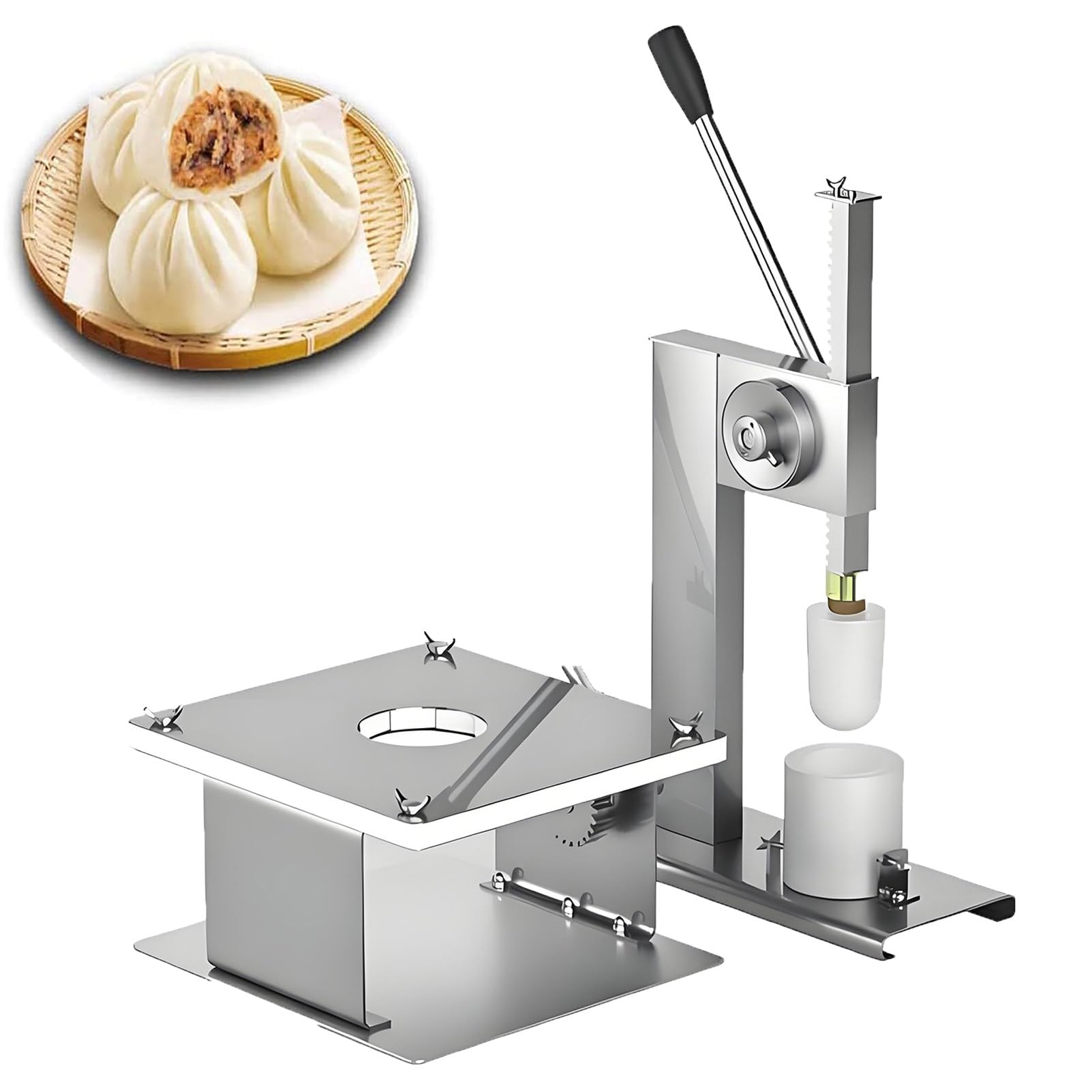 EpyGnom Baozi Maker with Dough Press Machine, Closing Machine and Baozi Making Mold, Stainless Steel Bun Making Tool, Makes 400-500 Steamed Buns per Hour, for Dumplings and Buns Large