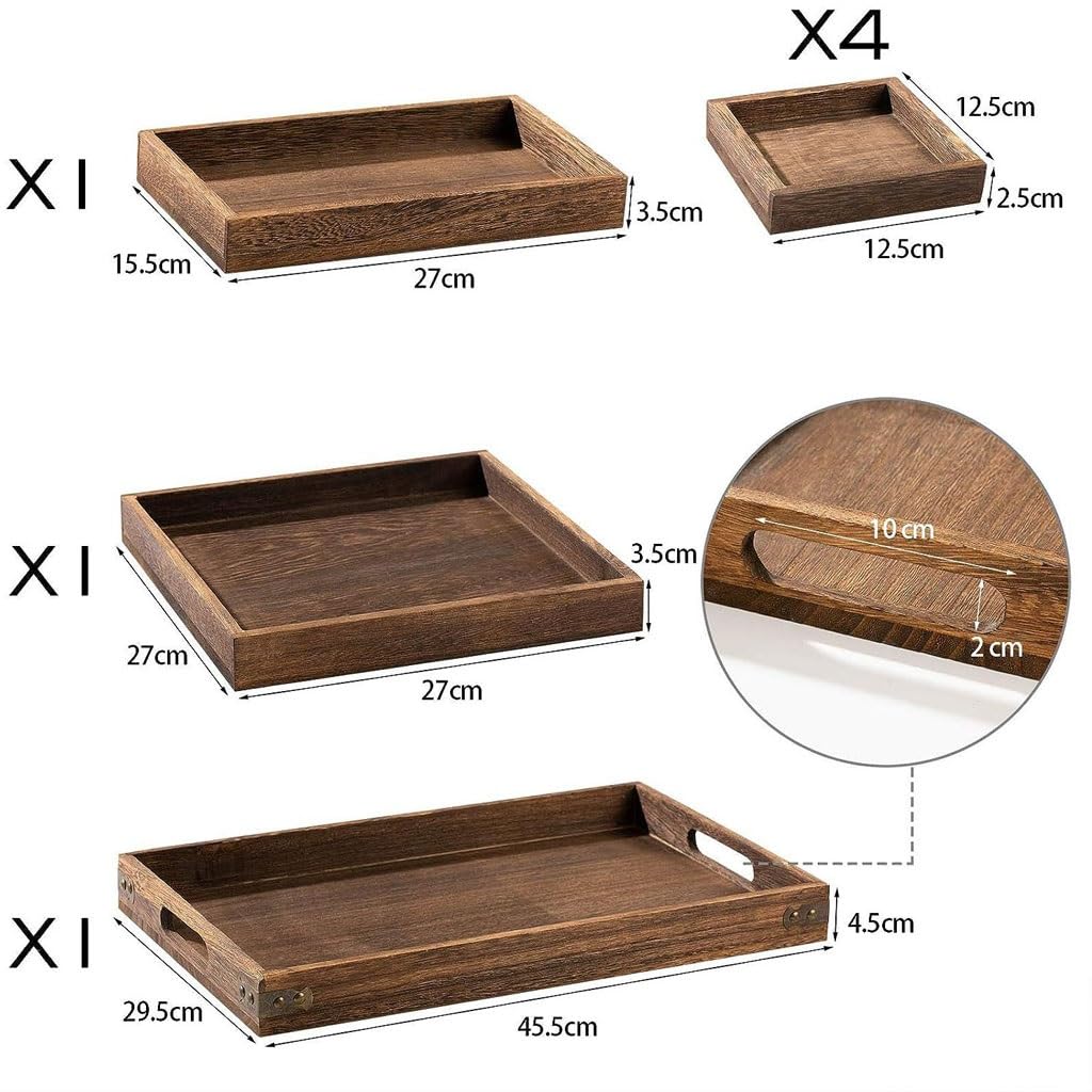 Plateau pour Table Basse Le Plateau Japonais en Bois Massif Convient aux cafés, aux Restaurants de thé ou aux Plateaux à thé aux Fruits en Bois, Planches de charcuterie (A)