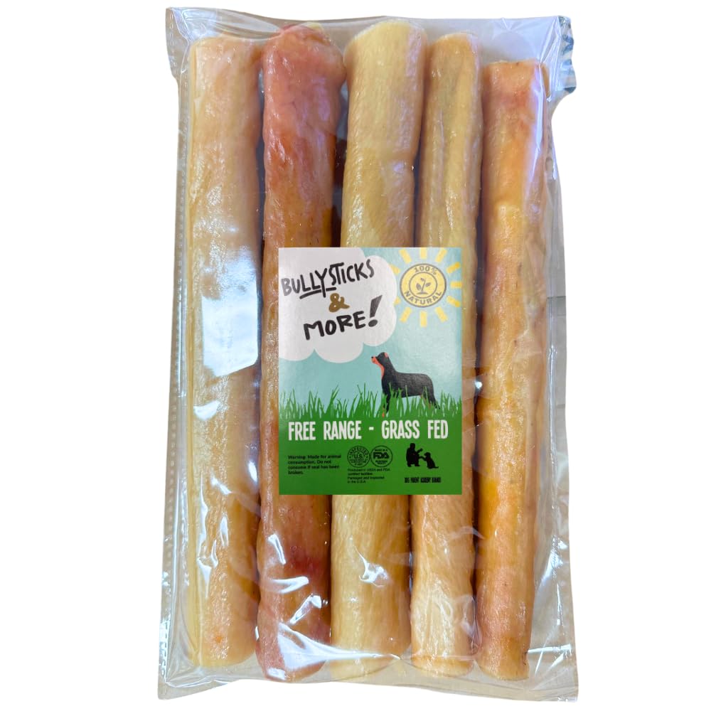 BULLYSTICKS & MORE - Pork Collagen Rolls for Dogs (10-12" - 5 Count) - Made in USA - Pork Cheek Rolls for Dogs - Dog Parents Choice - Premium No Hide