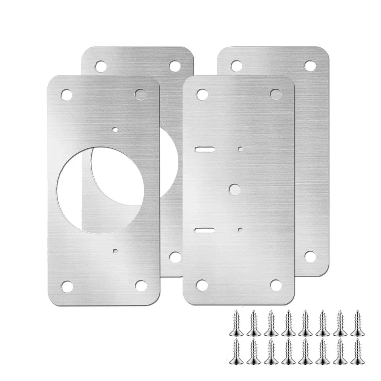 Meytxoa 2Pairs(4Pcs) Hinge Repair Plate 20/2Pcs Stainless Steel Hinge Fixing Plate Kit Cabinet Door Repair Bracket With Mounting Screw For Kitchen Furniture(2Pairs(4Pcs))
