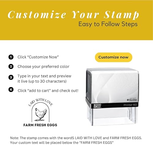 Miniatura 5 de Sello autoentintado para caja de huevos personalizada, sello de cartón con amor, luego el nombre de tu granja como un sello personalizado para