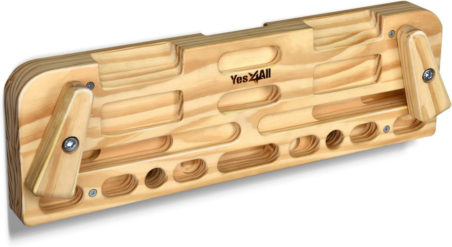 Yes4All Wooden Hang Board/Climbing Board for Doorway - Hand Strengthener Equipment for Training Finger, Grip and Pull Up