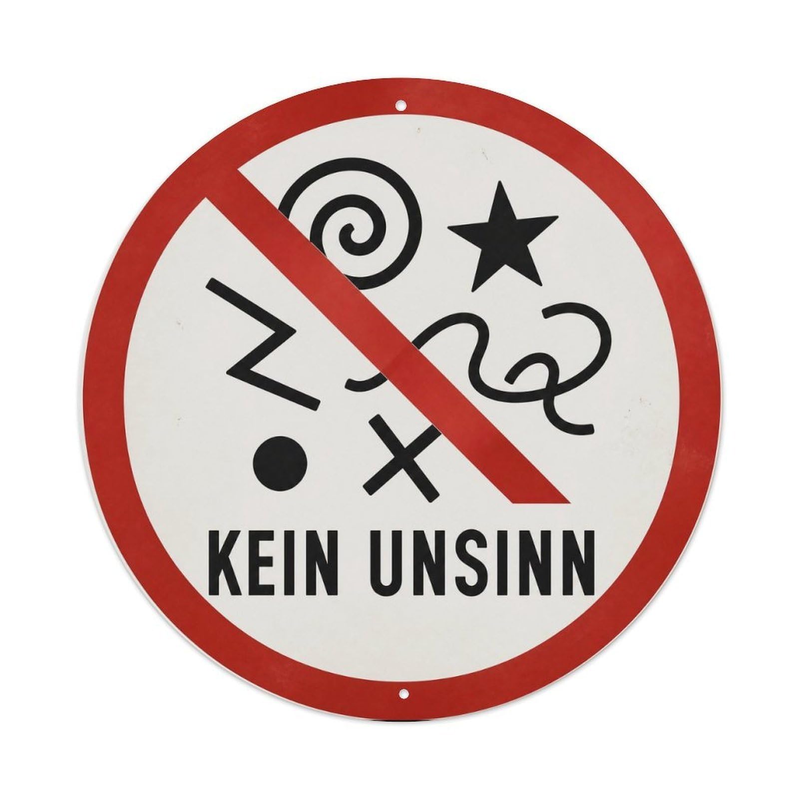 Olyhtr 8X8inch Classic Style Illustration Style No Nonsense German Public Humor Metal Tin Sign