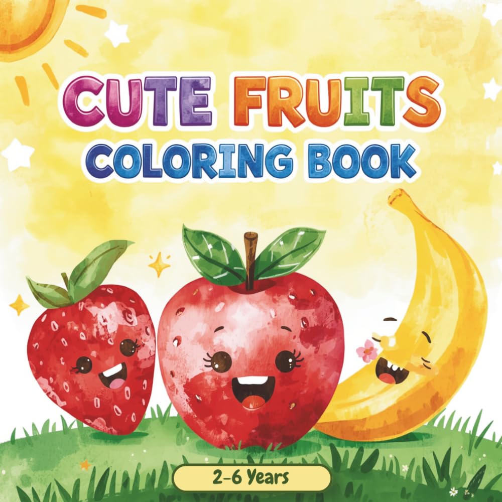 Cute Fruits Coloring Book for Kids: Fun and Easy Fruit Coloring Pages for Toddlers and Preschool Children Ages 2–6