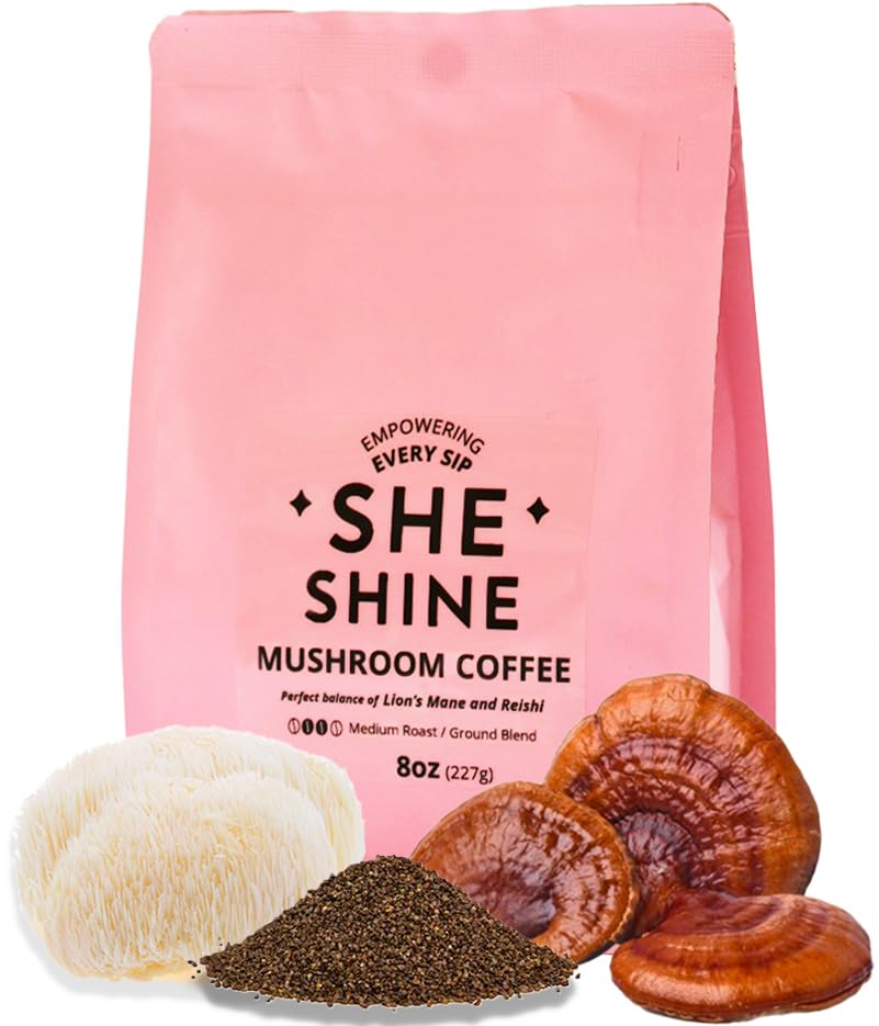 Café de hongos SHE SHINE with Lion's Mane & Reishi - Café orgánico de superalimentos para energía y concentración - Mezcla nootrópica para un