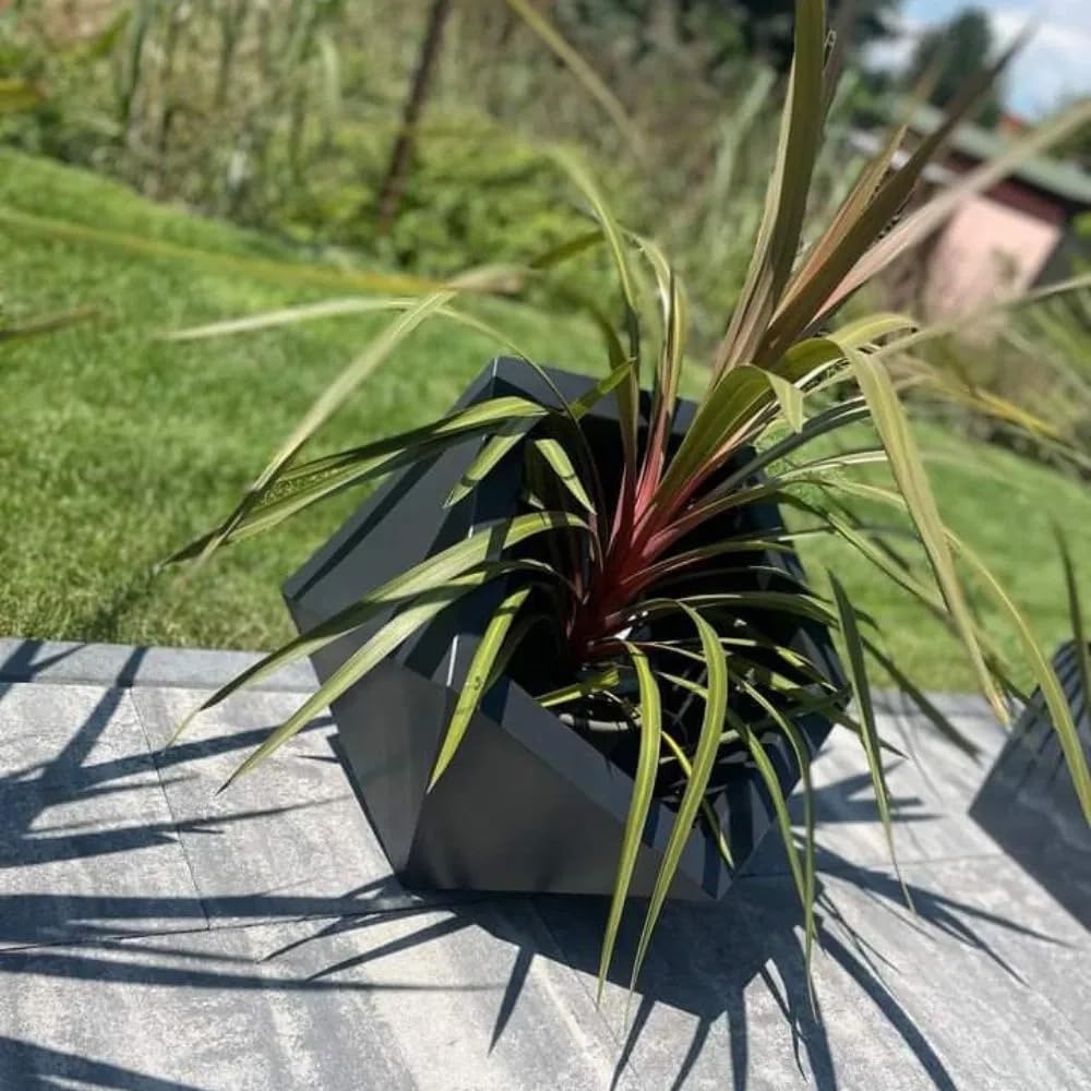 Dione Blumentopf, Pflanzgefäß, Blumenständer, Übertopf, Asymmetrischer, Pflanzenständer, Garten, Deko, Terasse, Innen & Außenbereich 43x46 cm, Anthrazit