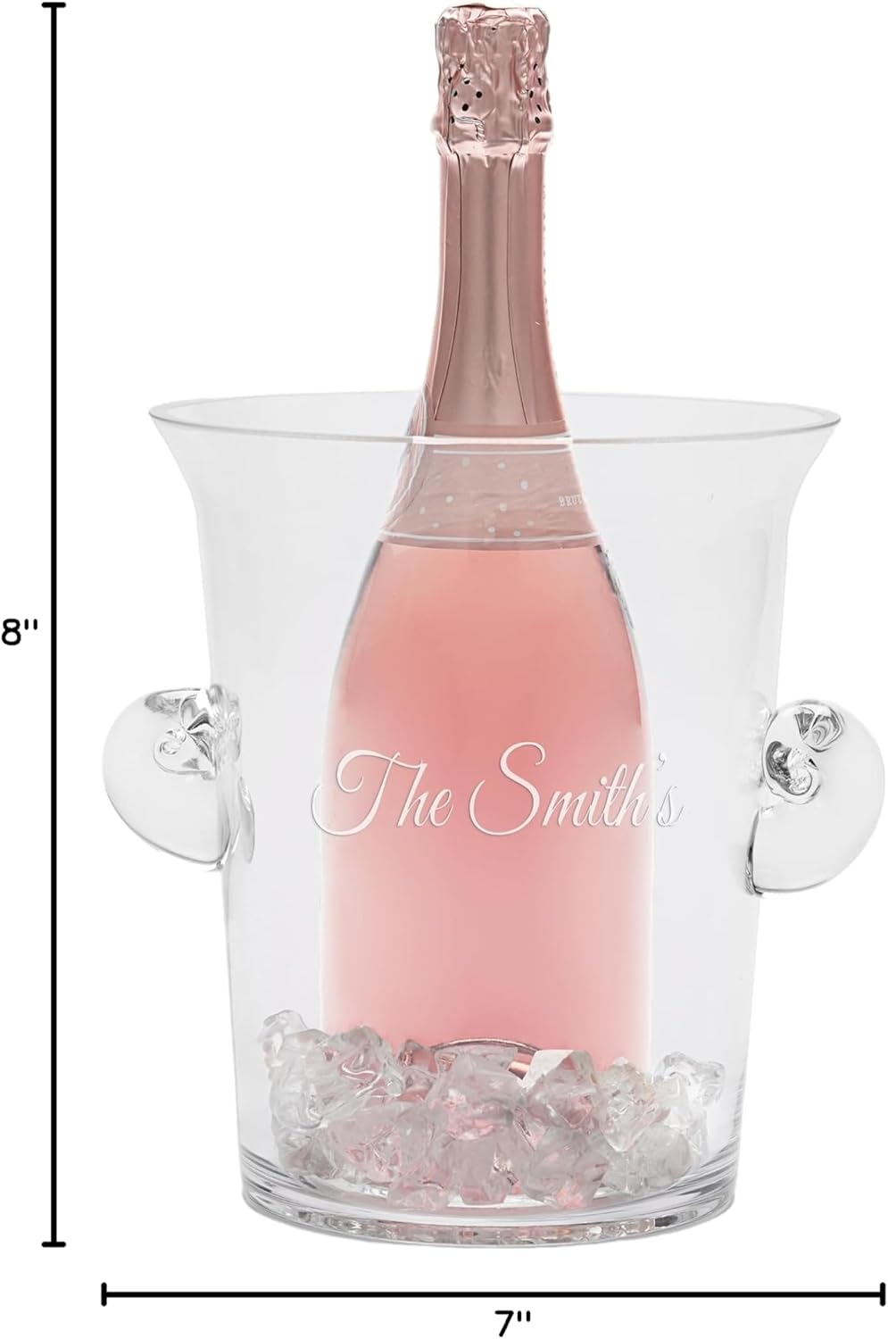 Personalization Universe Personalized Engraved Wedding Glass Ice Bucket & Chiller with Handles – Perfect for Housewarming, Anniversary, or Engagement Gifts – Customized