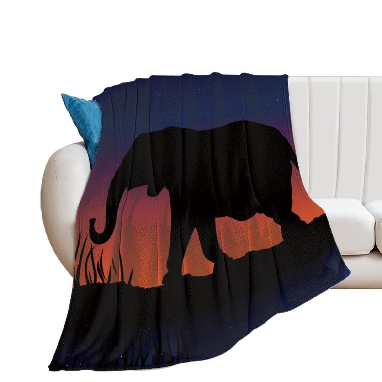Couverture flanelle éléphant haut de gamme, jeté de canapé chaud et doux 150x200cm