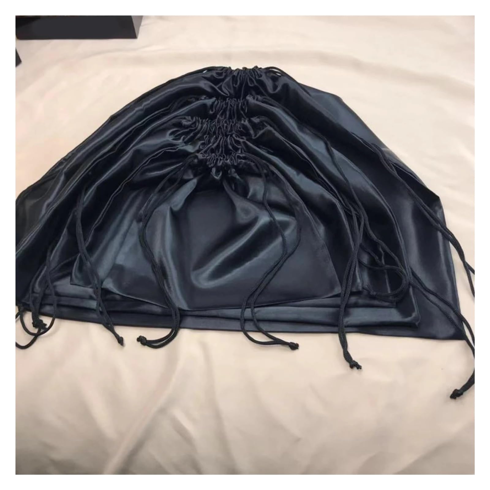 Bolsas Guardapolvo De Seda 2 bolsas de satén seda con cordón for el cuidado, reutilizables, for zapatos y viajes(Black,50x40cm)